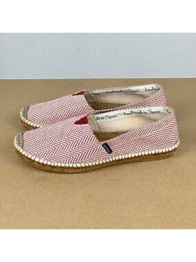 Viscata Barcelona Espadrille Loafers Flats Womens 7 EU 38 Red White Herringbone